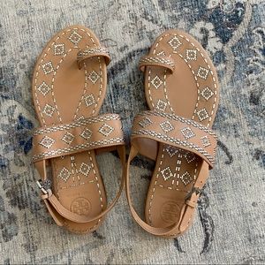 Like New Tory Burch Sandals Flats with Aztec print